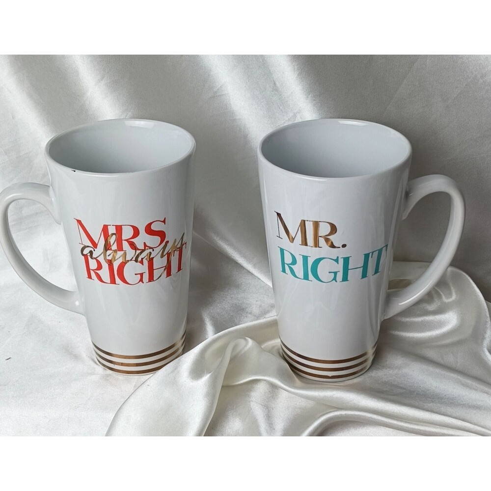 AMERICAN ATERLIER MR. RIGHT & MRS. ALWAYS RIGHT TALL MUG SET OF 2